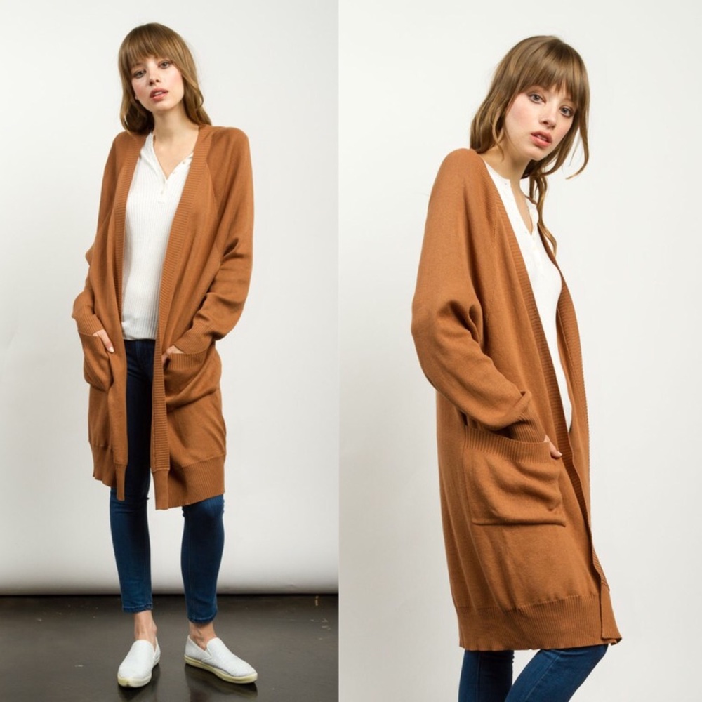 ARABETH Long Cardigan - BURGUNDY - Picture 2 of 3